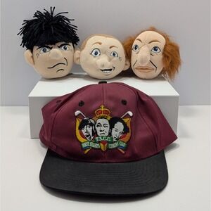 The Three Stooges Vintage 1997 Knucklehead 4" Plush Beanie Heads and hat